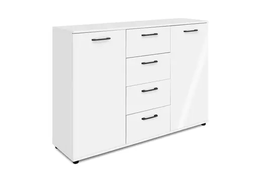 Sideboard- B ca. 120 cm, Weiß, Hochglanz