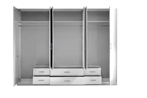 Drehtürenschrank- B ca. 271 cm, Weiß, Spiegel