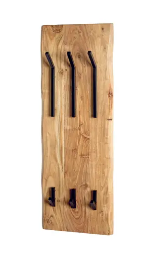 Wandgarderobe - B ca. 36 cm, Akazie, Schwarz