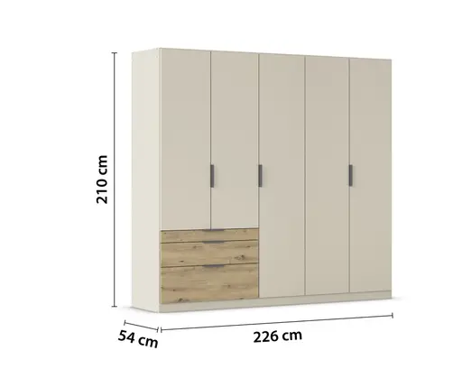 Drehtürenschrank RANI- B ca. 226 cm, Champagner, Eiche Dekor