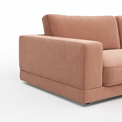 Ecksofa Juni - 1,5-Sitzer mit Longchair rechts, Stoff, Pfirsich
