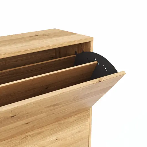 Schuhschrank Williston - Korpus Wildeiche massiv / Front sandgestrahlt