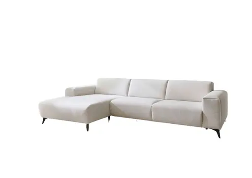 Ecksofa - Longchair links mit 3-Sitzer, Stoff, Natur