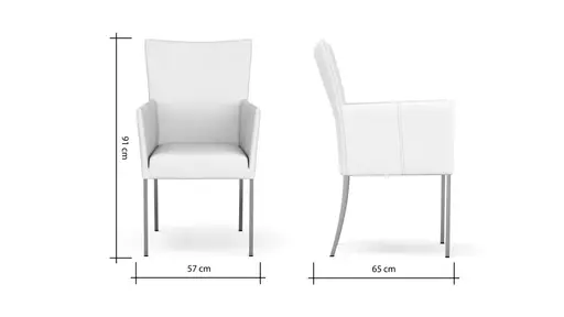 Armlehnstuhl Penthouse - Leder, Schwarz, 4 Fuß, Metall, Schwarz