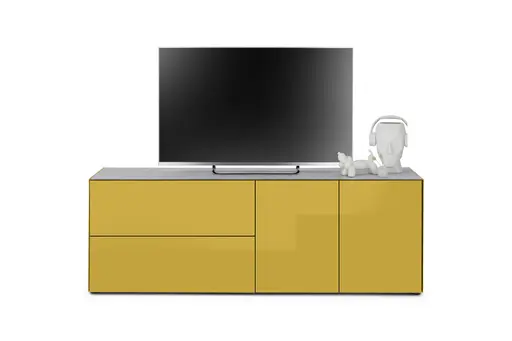 Lowboard - B ca. 181 cm, Goldgelb, Keramikoptik