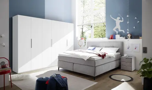 Boxspringbett- Liegefläche ca. 180x200 cm, Stoff, Grau