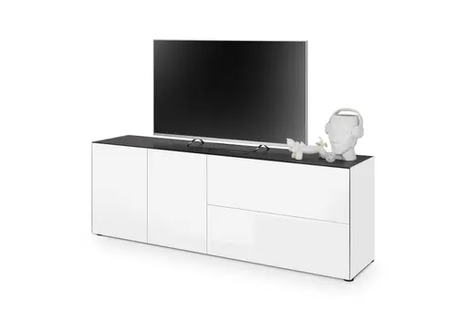 Lowboard - B ca. 181 cm, Weiß, Keramikoptik