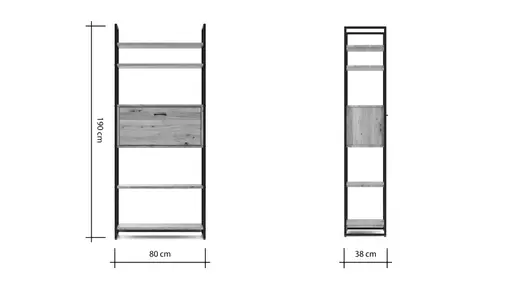 Regal Farmingdale - mit Klappe, Eiche massiv, natur geölt