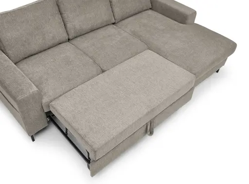 Ecksofa - 2-Sitzer mit Longchair rechts, Stoff, Steingrau