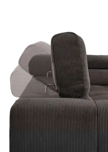 Ecksofa COLLEEN 2.0 - Ecke links mit 2-Sitzer, Kopfteil verstellbar, Feincord, Mocca