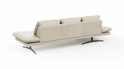 Ecksofa Hubertus - Longchair links mit 2-Sitzer, Armlehne verstellbar, Leder, Creme