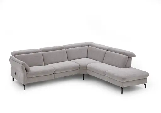 Ecksofa - 2-Sitzer mit Ecke rechts, Stoff, Silbergrau