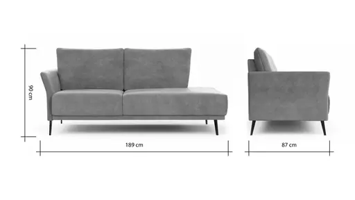 Recamiere Rosario - Ausrichtung links, Leder, Rauchbraun