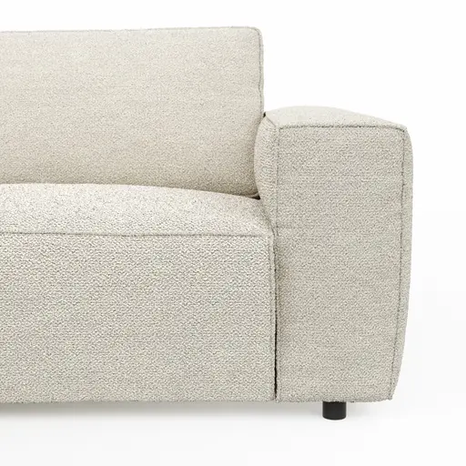 Ecksofa Lilaia - 1,5-Sitzer Tief, Ecke, 2-Sitzer rechts, Stoff, Creme