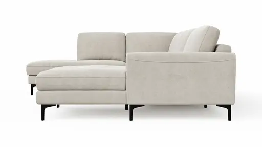 Wohnlandschaft Oviedo - Ecke links mit 2-Sitzer und Longchair rechts, Stoff, Natur