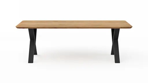 Esstisch Belfast - LB ca. 240x100 cm, Eiche massiv, X-Gestell asymmetrisch