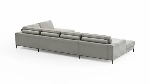 Wohnlandschaft Solano - Longchair Links, 2-Sitzer, Ecke Rechts, Stoff, Hellgrau