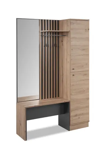 Kompaktgarderobe - Artisan Eiche Nachbildung, Anthrazit