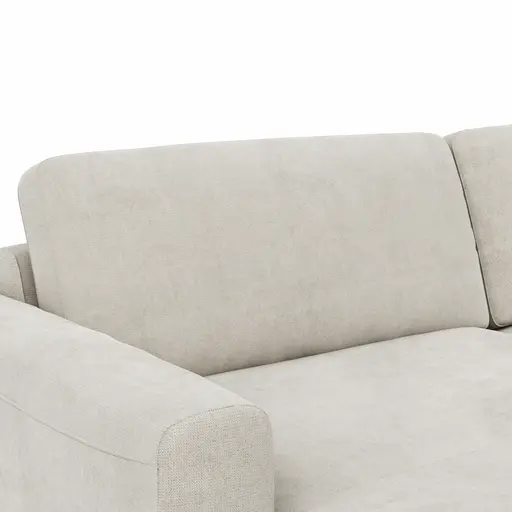 Wohnlandschaft Oviedo - Longchair links mit 2-Sitzer und Ecke rechts, Stoff, Natur