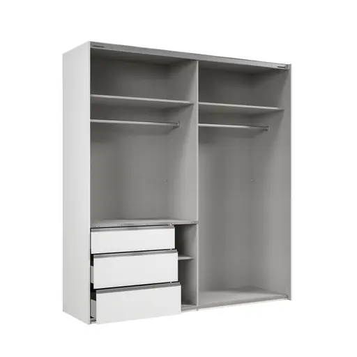  Schwebetürenschrank- B ca. 200 cm, Weiß, Spiegel