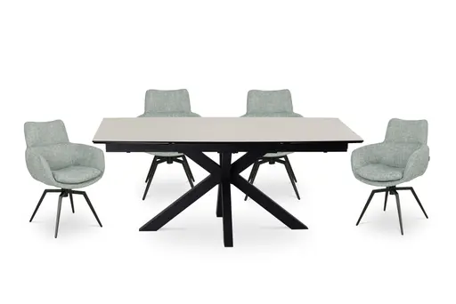 Esstisch MELANIA - ausziehbar, LB ca. 180x95 cm, Glaskeramik, Travertin farbig