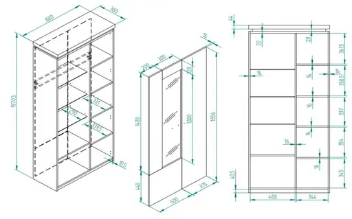 Vitrine - mit Beleuchtung, B ca. 88 cm, Salbeigrün, Eiche Evoke Nachbildung