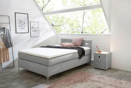 Boxspringbett- Liegefläche ca. 140x200 cm, Stoff, Grau