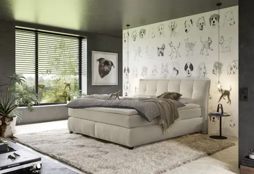 Boxspringbett JANKA MIX- Liegefläche ca. 180x200 cm, Stoff Beige