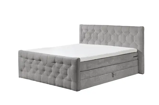 Boxspringbett- Liegefläche ca. 180x200 cm, Stoff, Grau