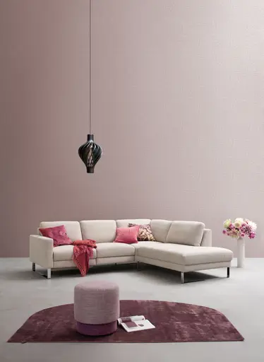 Ecksofa Anna - 2,5-Sitzer mit Ecke rechts inkl. Relaxfunktion (motorisch), Stoff, Beige