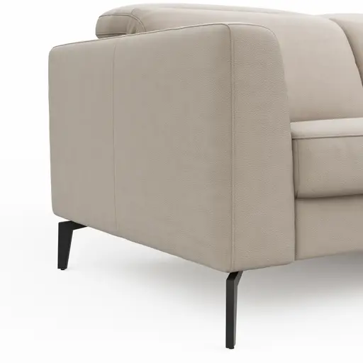 Ecksofa Rafaela 2.0 - 2,5-Sitzer mit Longchair rechts inkl. Kopfteilverstellung, Leder, Champagner