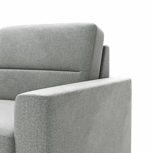 Ecksofa Merlos H - Longchair links und 2,5-Sitzer rechts inkl. Relaxfunktion (motorisch), Stoff, Grau