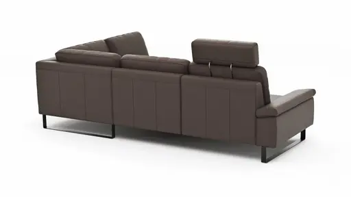 Ecksofa Enna - 3-Sitzer mit Ecke rechts, Leder Mocca