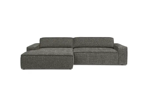 Ecksofa - Longchair links mit 2-Sitzer, Sitzvorzug motorisch, Stoff, Steingrau