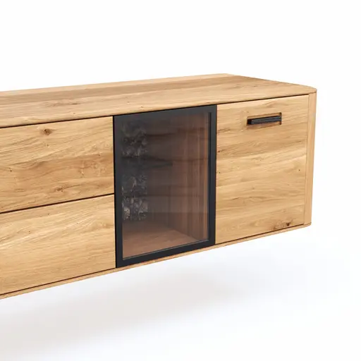 Wohnwand Vigo - Wildeiche massiv, Natur geölt