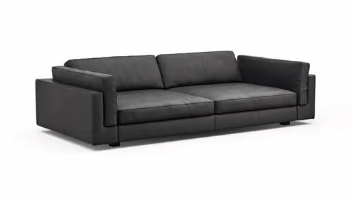 Sofa Aprino 3 - 4-Sitzer XXL, Dickleder, schwarz, Armlehne Kissen