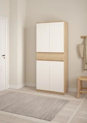 Schuhschrank - B ca. 81 cm, Jackson Hickory Nachbildung, Weiß