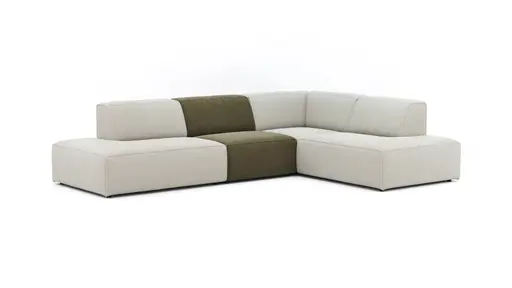 Ecksofa Elementos - Abschlusselement mit 1-Sitzer und Ecke rechts, Stoff, Natur