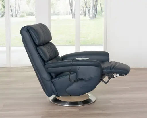 Fernsehsessel EM Hamm - Massagefunktion, Leder, Dunkelblau