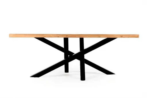 Esstisch - LB ca. 220x100 cm, Wildeiche massiv geölt, Schwarz