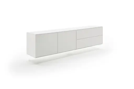 Sideboard Casello - BHT ca. 225x74x47cm, Lack Matt, Weiß, schwebend
