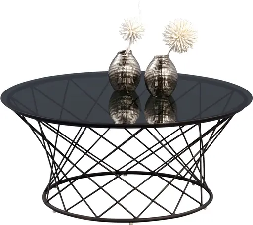 Couchtisch - Ø/H ca. 80x35 cm, Grau, Schwarz