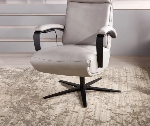 Relaxsessel Avela Relax - Größe L, Kopf-/ Fußteil und Rückenlehne verstellbar, Leder, Steingrau