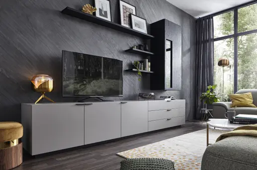 Wohnwand 4450 - Lack, Grau