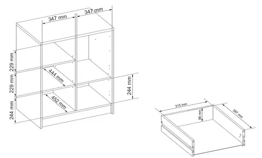 Kommode - B ca. 74 cm, Artisan Eiche Nachbildung, Kaschmir