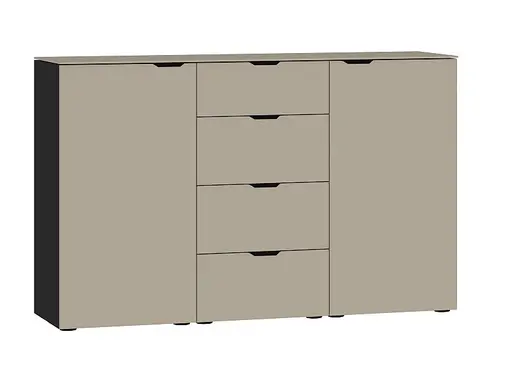 Kommode JOIN IT- Glas, Hellbraun, Matt, Schwarz