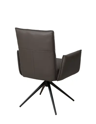 Armlehnstuhl MARCELLA - drehbar, Leder, Dunkelbraun