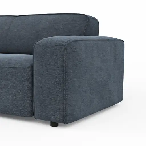 Ecksofa Denver - Longchair links mit 2,5-Sitzer, Stoff, Blau
