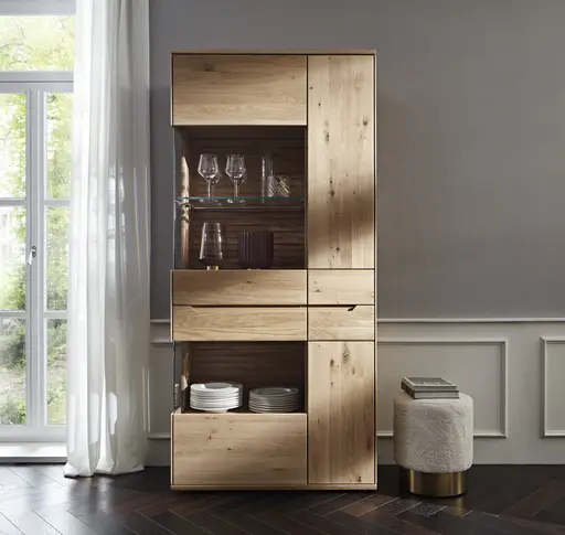Vitrine Amora - Wildeiche massiv bianco