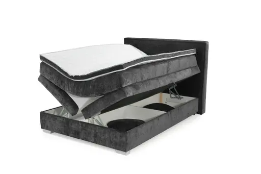 Boxspringbett JEANETTE- Liegefläche ca. 140x200 cm, Stoff, Grau